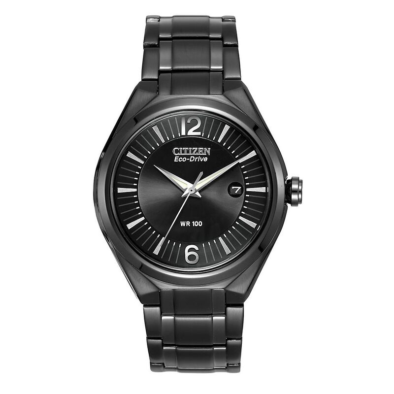 Men&rsquo;s Watch &amp; Bracelet Set in Black Ion-Plated Stainless Steel