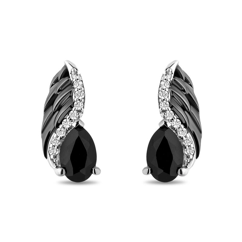 Maleficent Onyx and Diamond Earrings in Sterling Silver &#40;1/10 ct. tw.&#41;