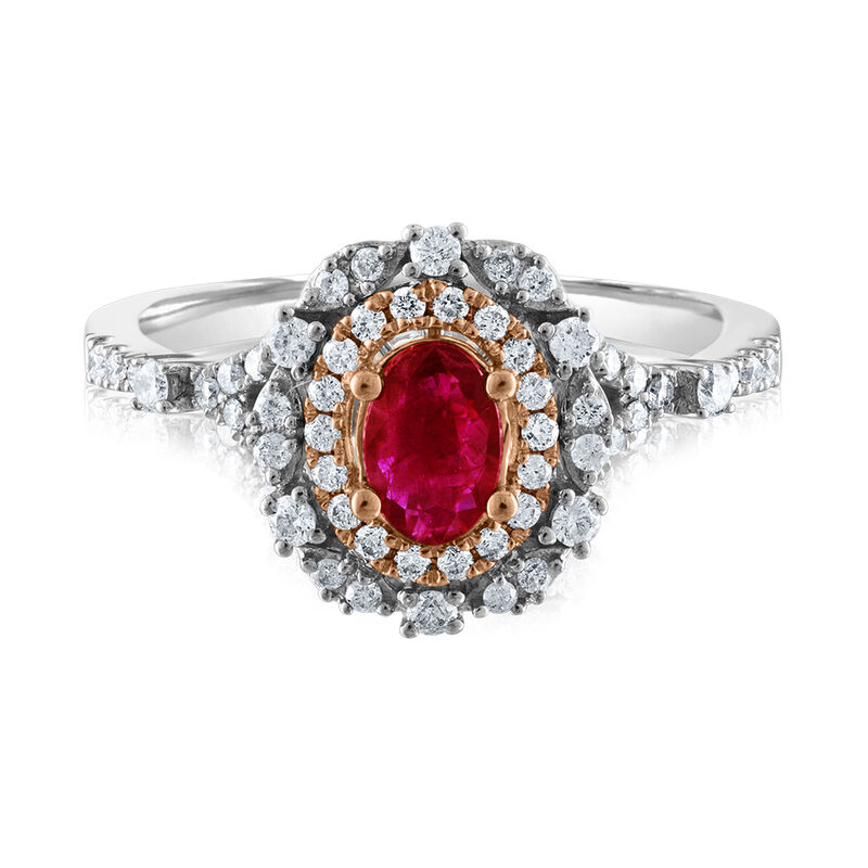 Ruby &amp; 1/2 ct. tw. Diamond Ring in 10K White &amp; Rose Gold