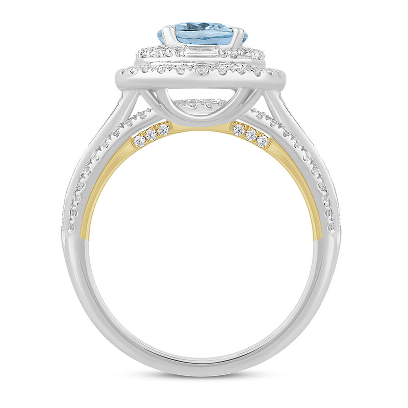 Lorraine Sky Blue Topaz and Diamond Engagement Ring in 14K White and Yellow Gold &#40;7/8 ct. tw.&#41;