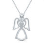 Diamond Accent Angel Pendant in Sterling Silver and 14K Rose Gold