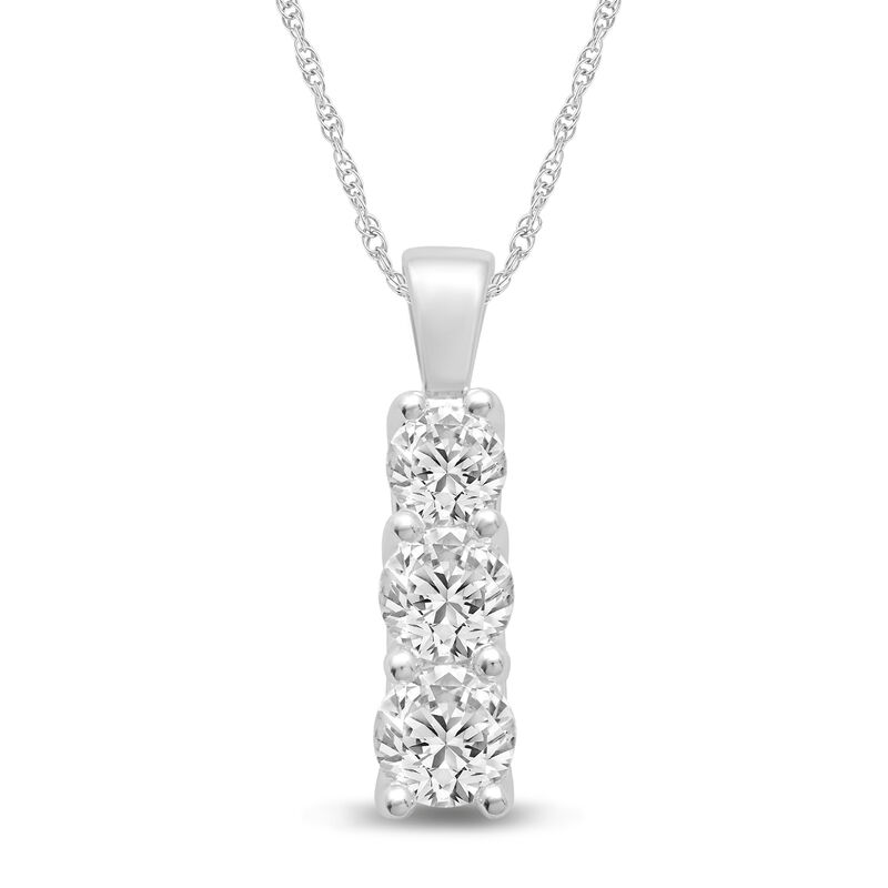 Lab Grown Diamond Three-Stone Pendant in 10K White Gold &#40;1/2 ct. tw.&#41;