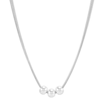 Three-Bead Snake Chain Necklace in Sterling Silver