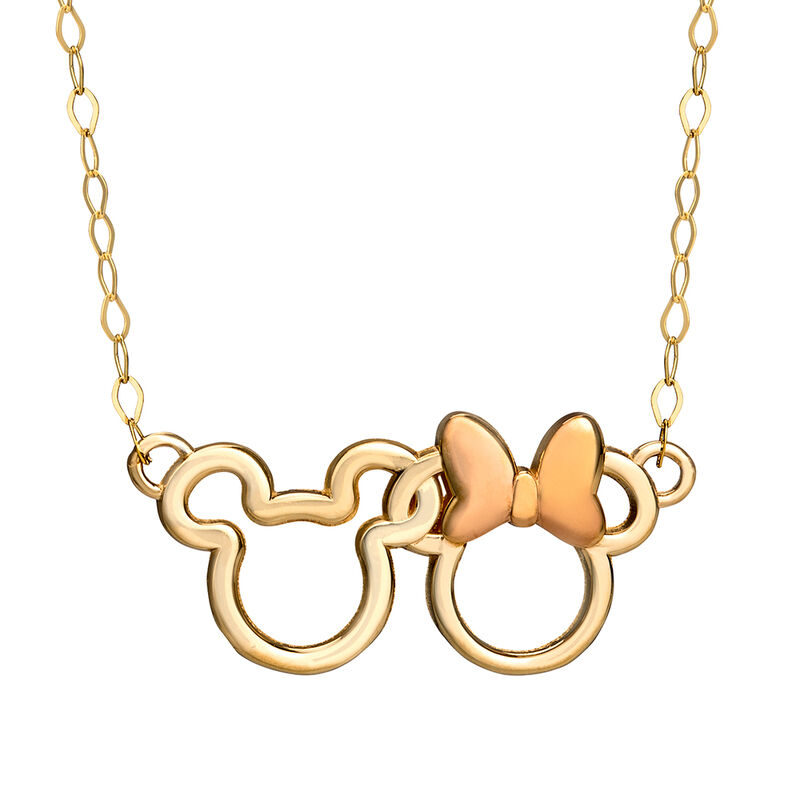 Minnie &amp; Mickey Mouse Necklace in 14K Gold