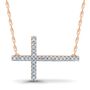 Diamond Sideways Cross Necklace in 10K Rose Gold