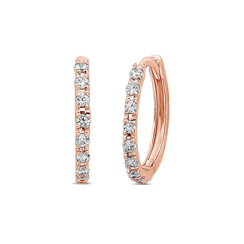 1/4 ct. tw. Diamond Hoop Earrings in 14K Rose Gold