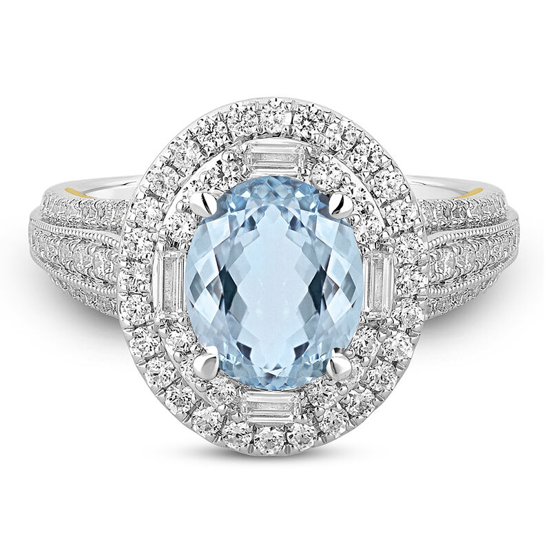 Lorraine Sky Blue Topaz and Diamond Engagement Ring in 14K White and Yellow Gold &#40;7/8 ct. tw.&#41;