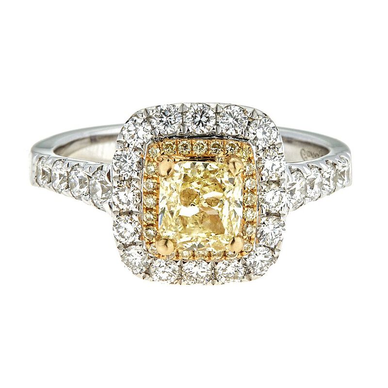 1 3/4 ct. tw. Yellow &amp; White Diamond Ring in 18K White &amp; Yellow Gold