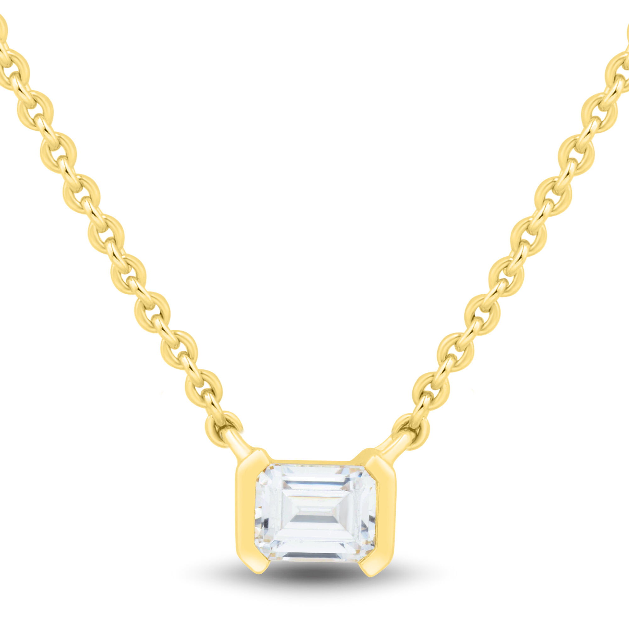 Emerald Cut diamond Solitaire Pendant 1.50 Carat In 14K White Gold |  Fascinating Diamonds