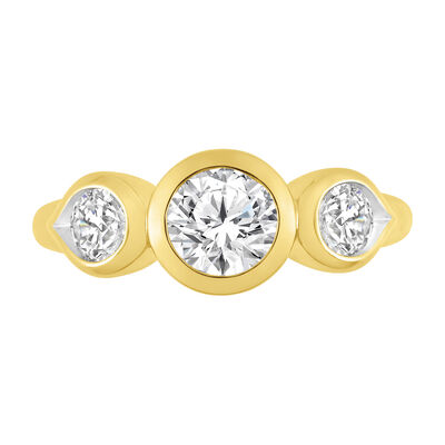 Lab Grown Diamond Three-Stone Bezel-Set Ring in 14K Yellow Gold (1 1/2 ct. tw.)