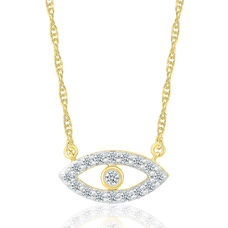 Diamond Evil Eye Necklace in 10K Yellow Gold &#40;1/10 ct. tw.&#41;