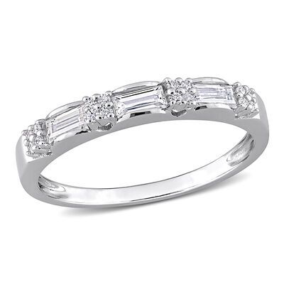 Three-Stone Moissanite Stacking Ring in Sterling Silver (2/5 ct. tw.)