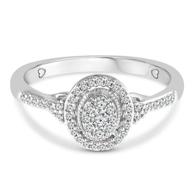 Diamond Oval-Cluster Promise Ring in 10K White Gold (1/5 ct. tw.)