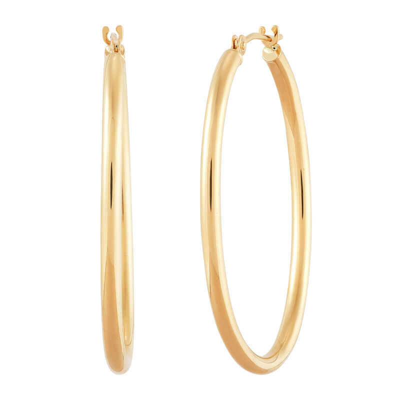 Polished Oval Hoop Earrings in 14K Yellow Gold, 30MM