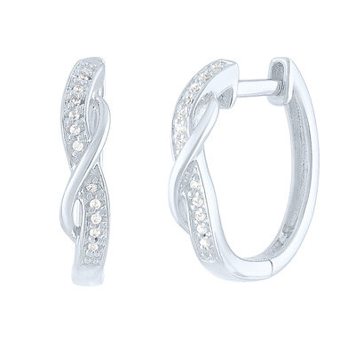 Diamond Twist Hoop Earrings in Sterling Silver (1/10 ct. tw.)