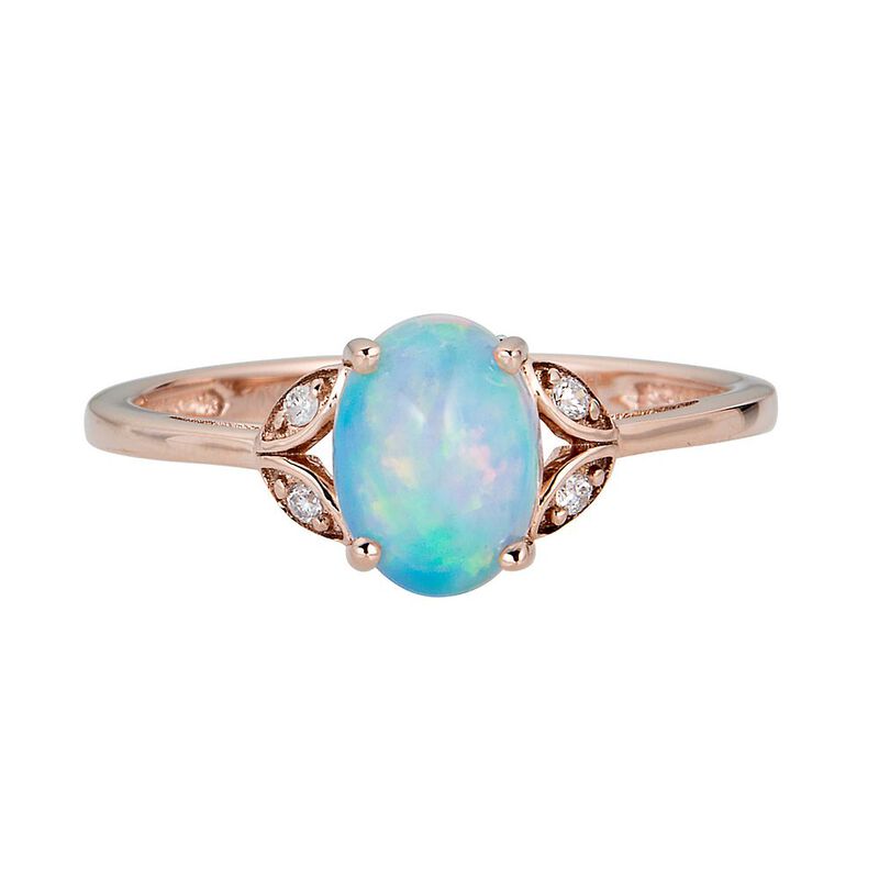 Ethiopian Opal & Diamond Ring in 10K Rose Gold | Helzberg Diamonds