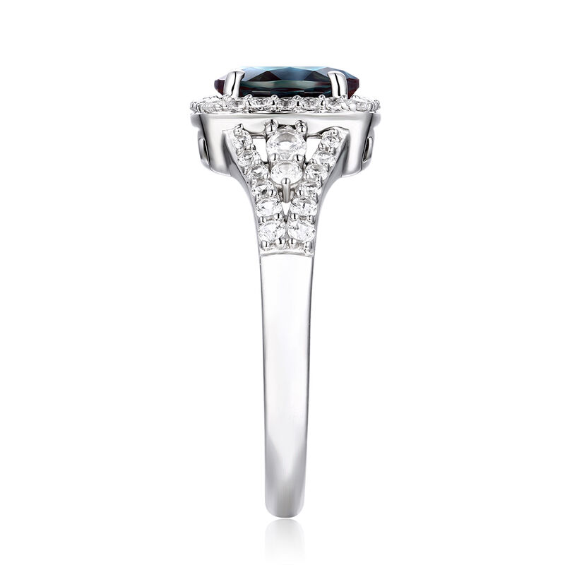 Lab Created Alexandrite & White Sapphire Ring in Sterling Silver ...