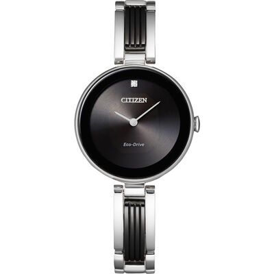 Ladies’ Axiom Eco-Drive Watch in Stainless Steel and Black Ion-Plated Stainless Steel