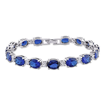 Lab-Created Blue Sapphire Bracelet in Sterling Silver