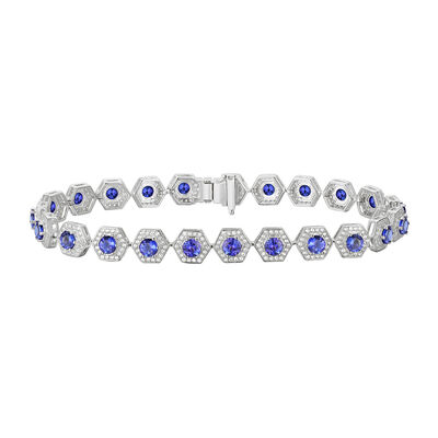 Tanzanite and Lab Created White Sapphire Bracelet in Sterling Silver
