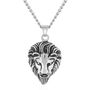 Lion Head Pendant with Curb Link Chain in Stainless Steel