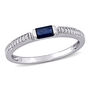 Blue Sapphire &amp; Diamond Stacking Ring in 10K White Gold &#40;1/10 ct. tw.&#41;