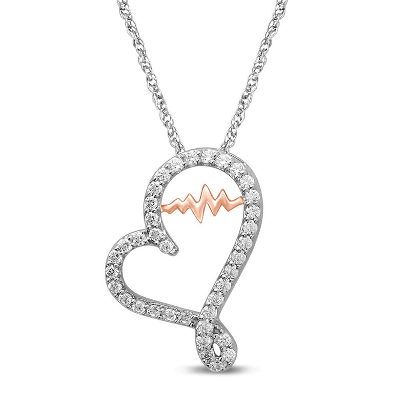 The Beat of Your Heart&amp;&#35;174; 1/2 ct. tw. Diamond Heart Pendant in 10K White &amp; Rose Gold