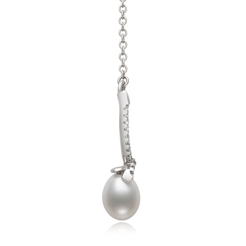 Freshwater Cultured Teardrop Pearl Pendant with White Topaz in Sterling Silver