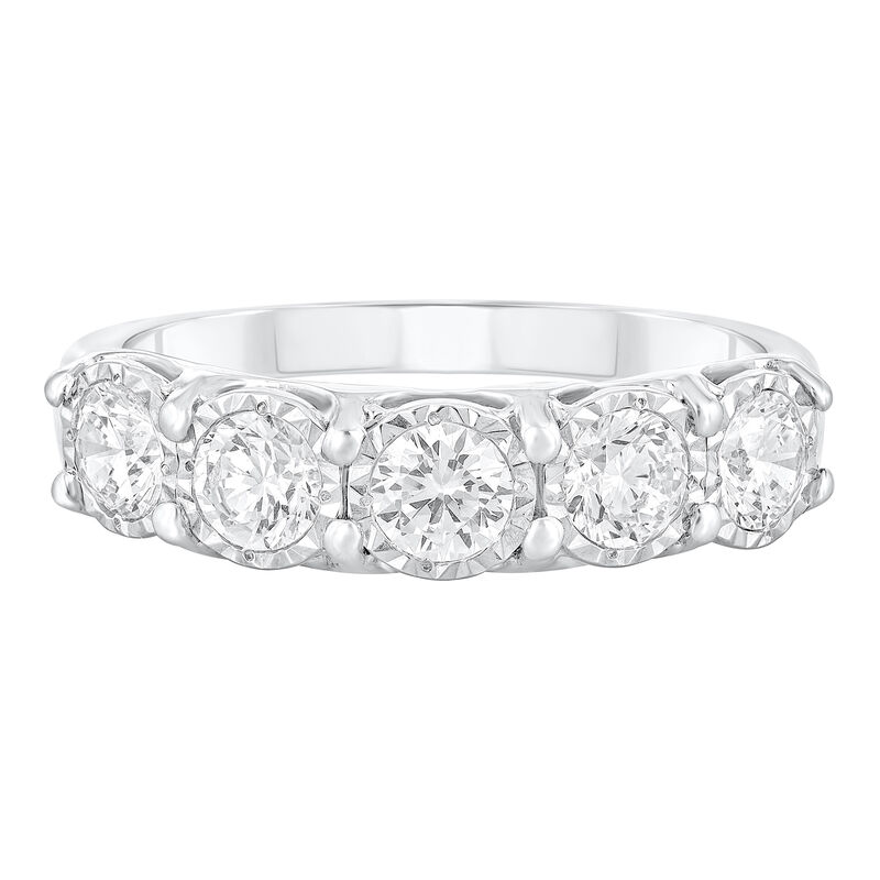 Five-Stone Diamond Wedding Band with Illusion Settings in 10K Gold