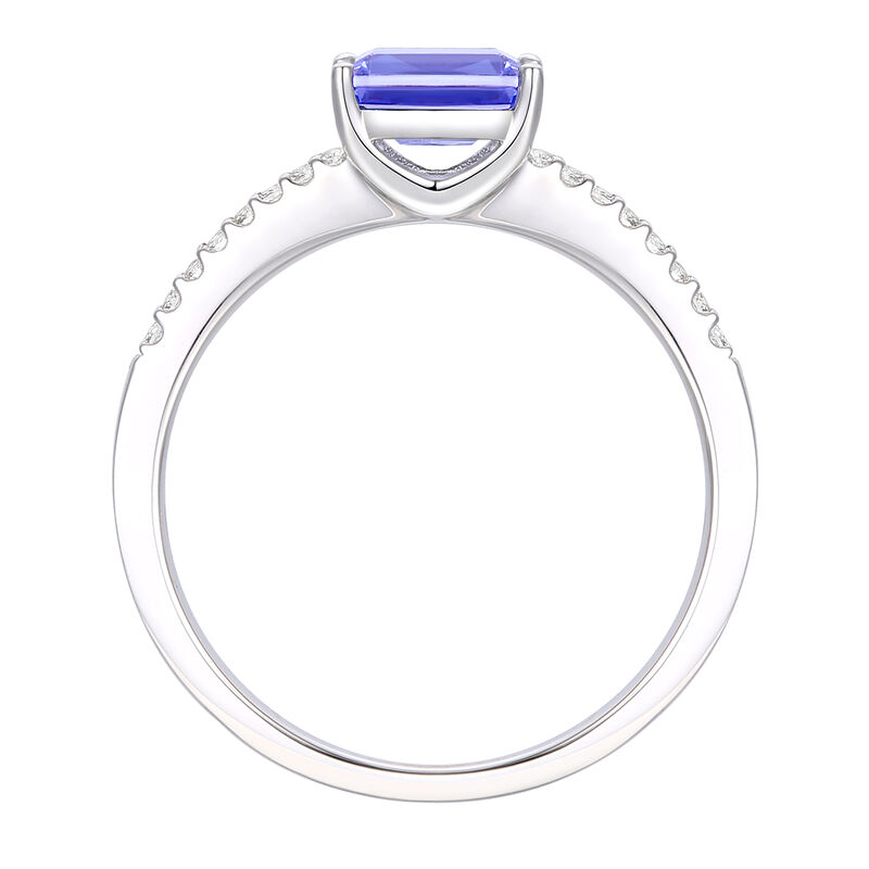 East-West Tanzanite and Diamond Ring in 10K White Gold &#40;1/10 ct. tw.&#41;