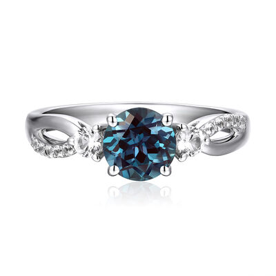 Lab Created Alexandrite & White Sapphire Ring in Sterling Silver
