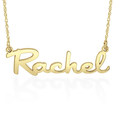 custom nameplate necklace with cursive lettering