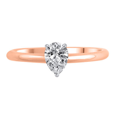 Lab Grown Diamond Pear-Shaped Solitaire Engagement Ring in 14K Rose Gold (1 ct.)