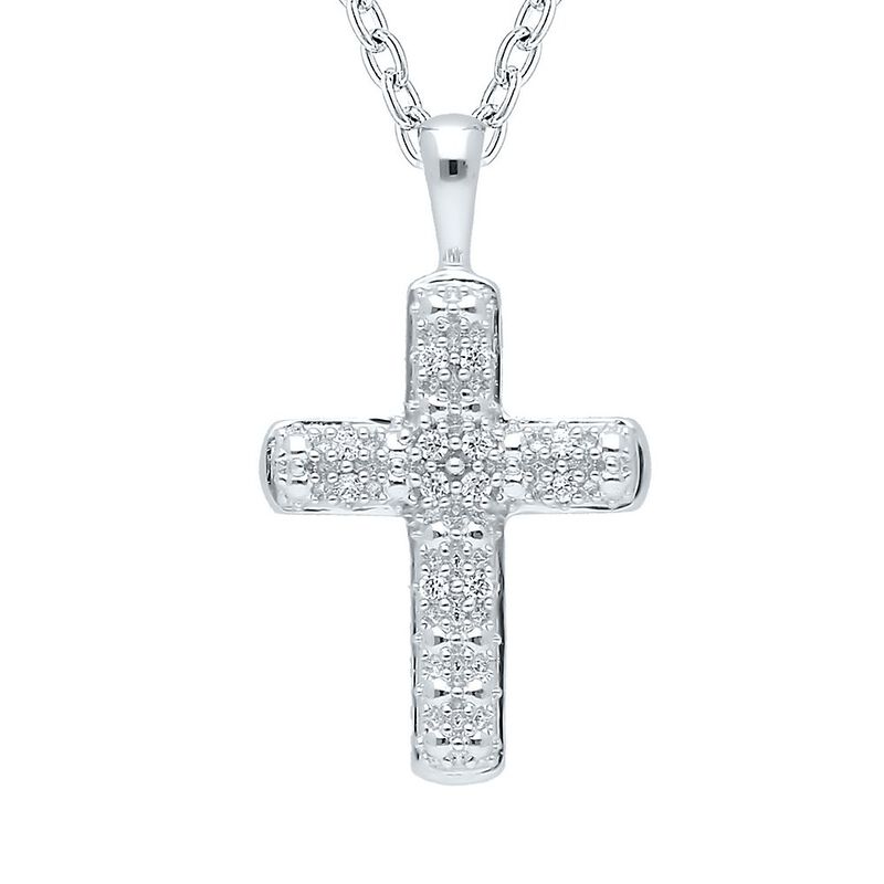 Diamond Cross Pendant in Sterling Silver