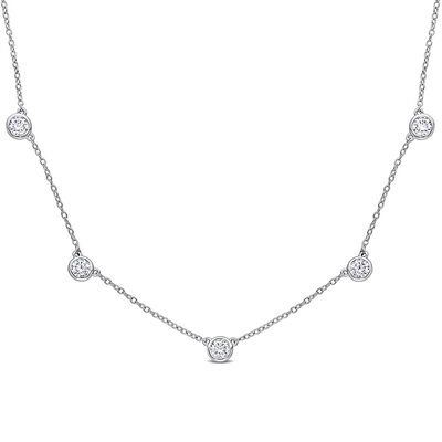 Moissanite Station Necklace in Sterling Silver (2 1/4 ct. tw.)
