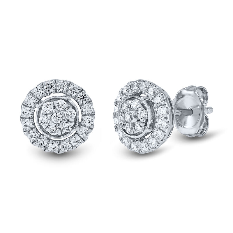 Lab Grown Diamond Earrings with Halo in 14K White Gold &#40;1/2 ct. tw.&#41;