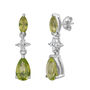 Pear-Shaped Peridot &amp; Lab Created White Sapphire Drop Earrings in Sterling Silver