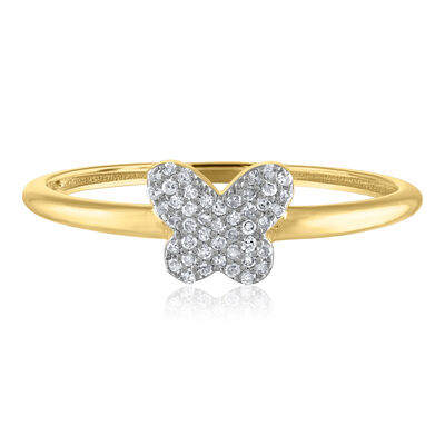 Diamond Butterfly Ring in 14K Yellow Gold (1/10 ct.tw.) 
