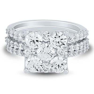 Lab Grown Diamond Composite Engagement Ring Set in 10K White Gold (3 ct. tw.)