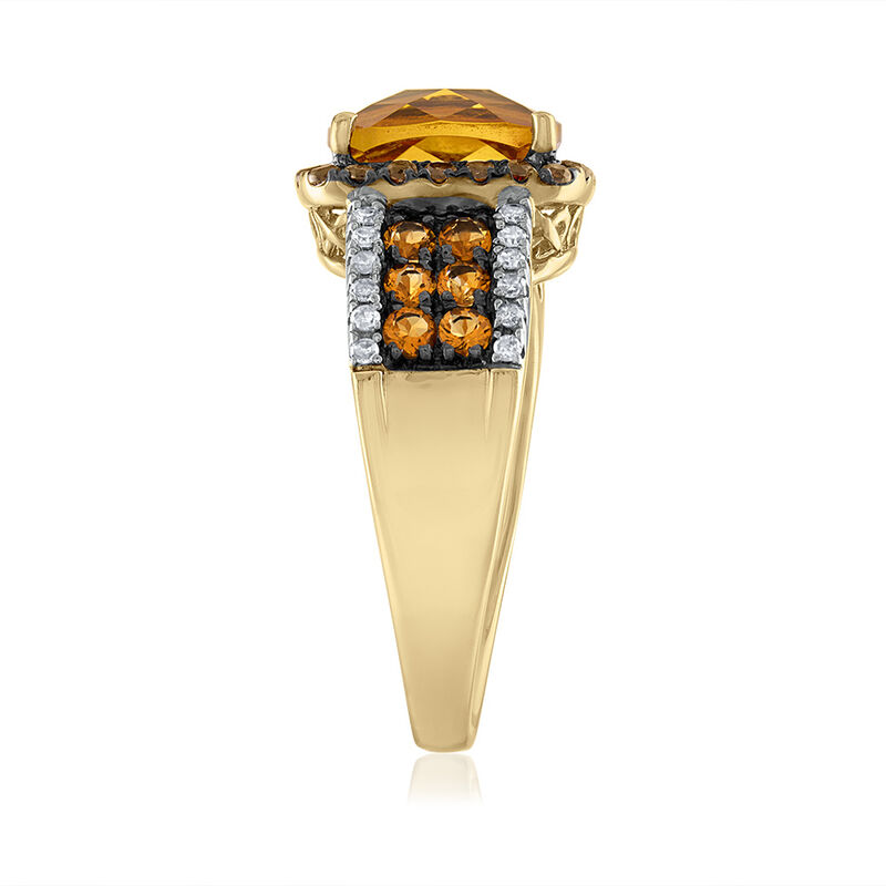 Citrine Ring with Brown Topaz and Diamond in 10K Yellow Gold