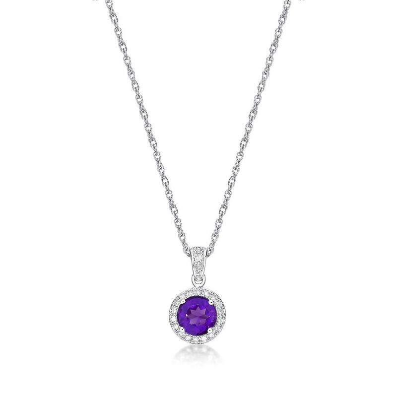 Amethyst &amp; 1/10 ct. tw. Diamond Pendant in Sterling Silver