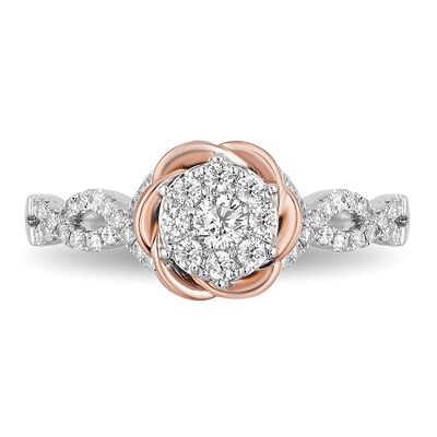 Enchanted Disney Belle Diamond Engagement Ring in 14K White & Rose Gold (1/2 ct. tw.)