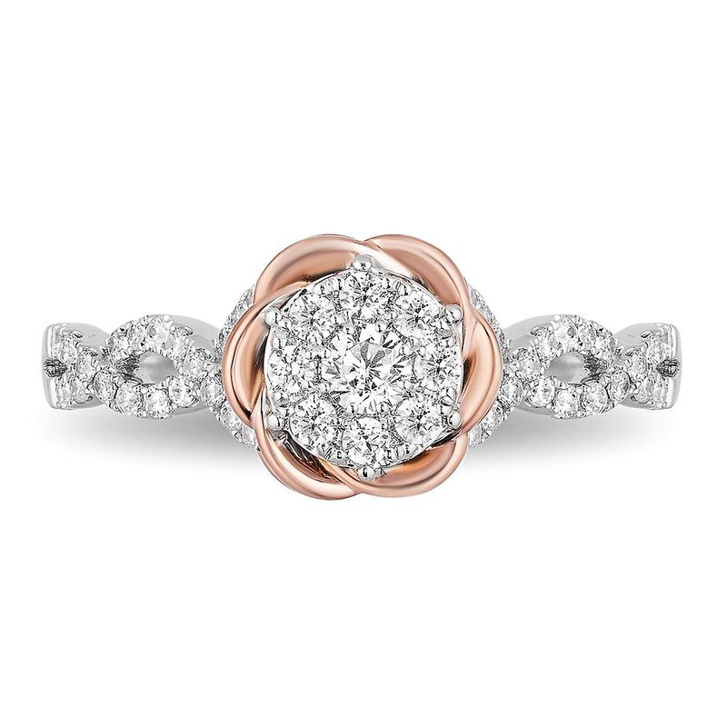 Enchanted Disney Belle Diamond Engagement Ring in 14K White &amp; Rose Gold &#40;1/2 ct. tw.&#41;