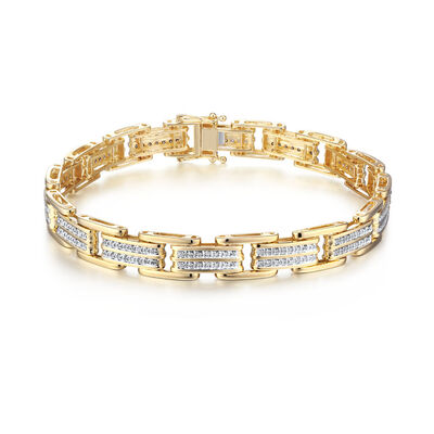 Men’s Diamond Link Bracelet in 10K Yellow Gold (1 ct. tw.)