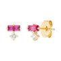 Lab Grown Diamond Accent and Lab-Created Ruby Earrings in 10K Yellow Gold