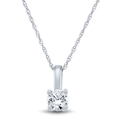 Lab Grown Diamond Solitaire Pendant in 10K White Gold (1/3 ct.)