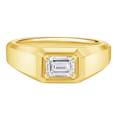 Men's Lab Grown Diamond Emerald-Cut Solitaire Band in 10K Gold (1 ctw.)