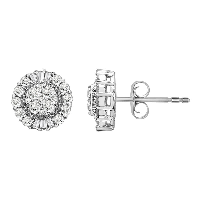 Diamond Halo Earrings in 10K White Gold &#40;1 ct. tw.&#41;
