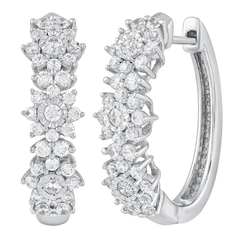 Diamond Hoop Earrings in 10K White Gold &#40;1 ct. tw.&#41;
