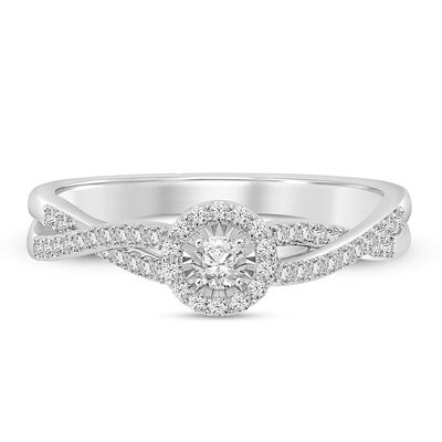 Diamond Halo Promise Ring in Sterling Silver (1/3 ct. tw.)